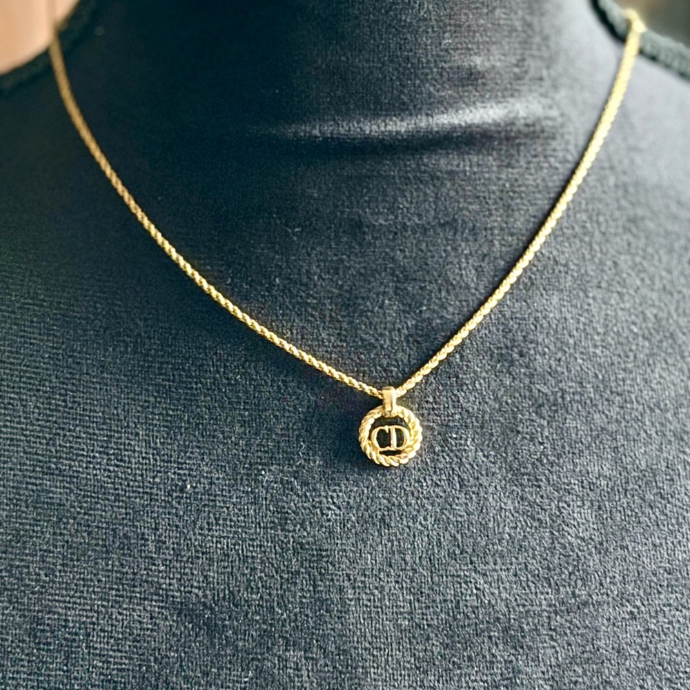 Christian Dior CD Necklace Vintage Luxury Designer Jewelry with COA